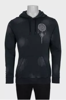 Men's gray printed hoodie