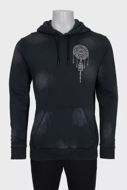 Men's gray printed hoodie