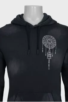 Men's gray printed hoodie