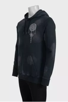 Men's gray printed hoodie