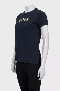 T-shirt with a black brand logo