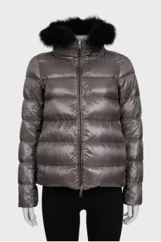 Reversible fox fur print jacket