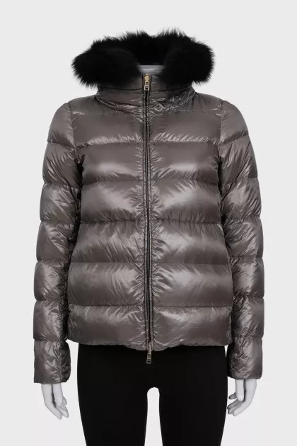 Reversible fox fur print jacket