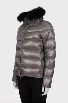 Reversible fox fur print jacket