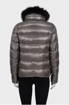 Reversible fox fur print jacket