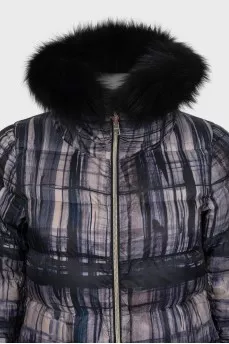 Reversible fox fur print jacket