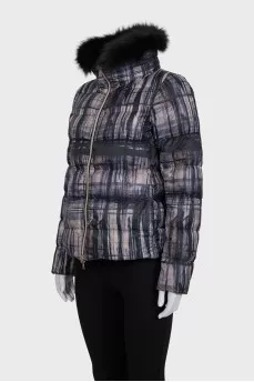 Reversible fox fur print jacket