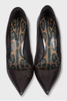 Brown leather stiletto heels