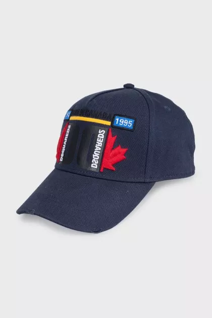 Men's blue cap with patches