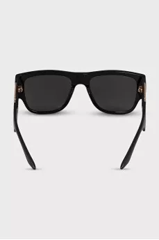Rectangular frame sunglasses with black lenses