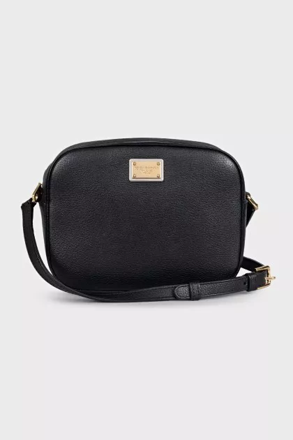 Black leather crossbody bag