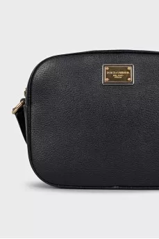 Black leather crossbody bag