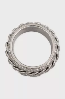 Gold ring with diamonds decorated with a chain