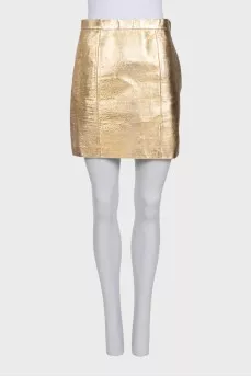 Golden leather skirt