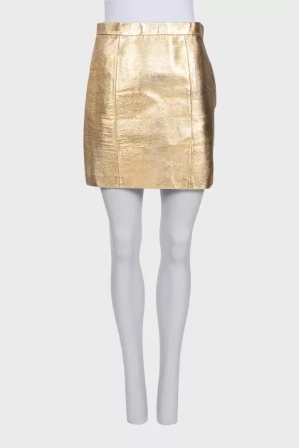 Golden leather skirt