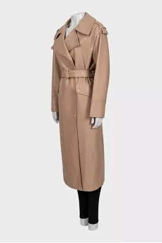 Beige double-breasted coat with buttons