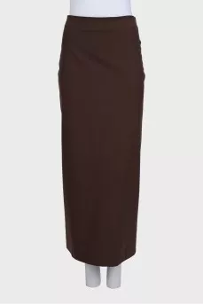Brown wool midi skirt