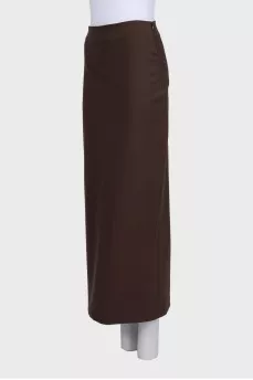 Brown wool midi skirt