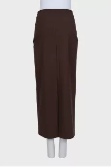 Brown wool midi skirt