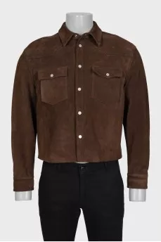 Men's brown suede jacket with buttons