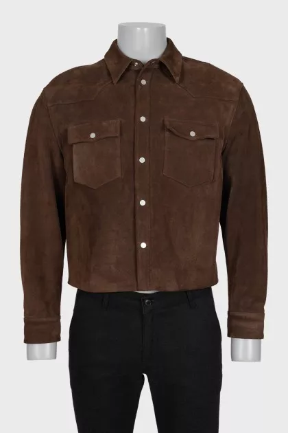Men's brown suede jacket with buttons