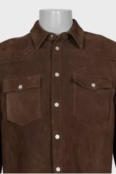 Men's brown suede jacket with buttons
