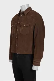 Men's brown suede jacket with buttons