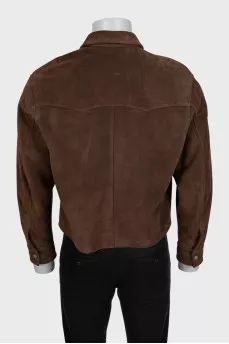 Men's brown suede jacket with buttons