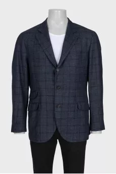 Men's straight-cut plaid print jacket