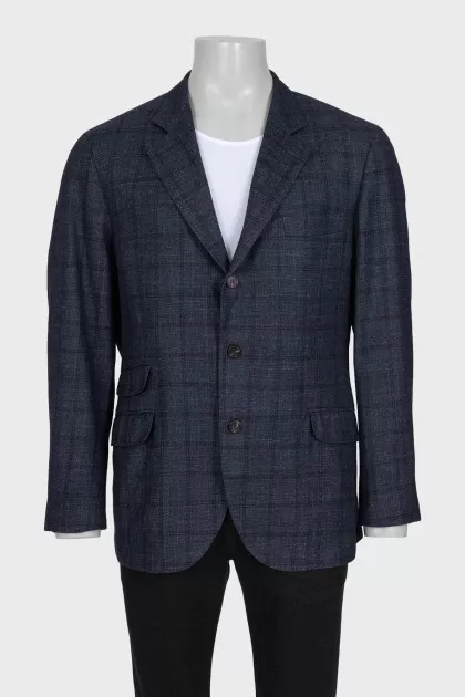 Men's straight-cut plaid print jacket