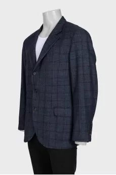 Men's straight-cut plaid print jacket