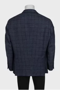 Men's straight-cut plaid print jacket