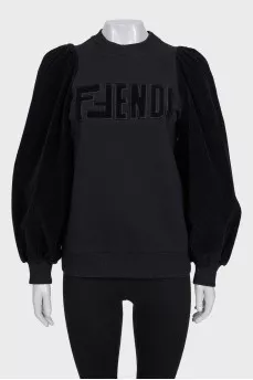 Black sweatshirt with puff sleeves