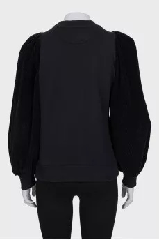 Black sweatshirt with puff sleeves