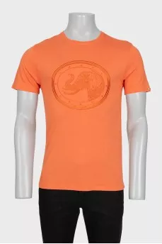 Men's orange T-shirt with embroidery