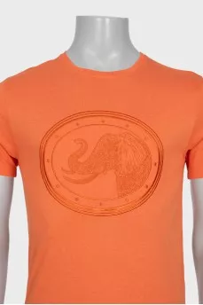 Men's orange T-shirt with embroidery