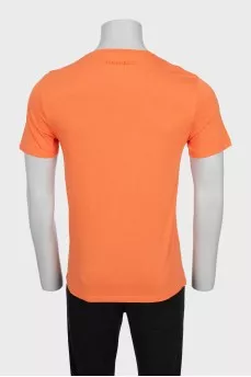 Men's orange T-shirt with embroidery