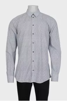 Men's black and white shirt with a small print