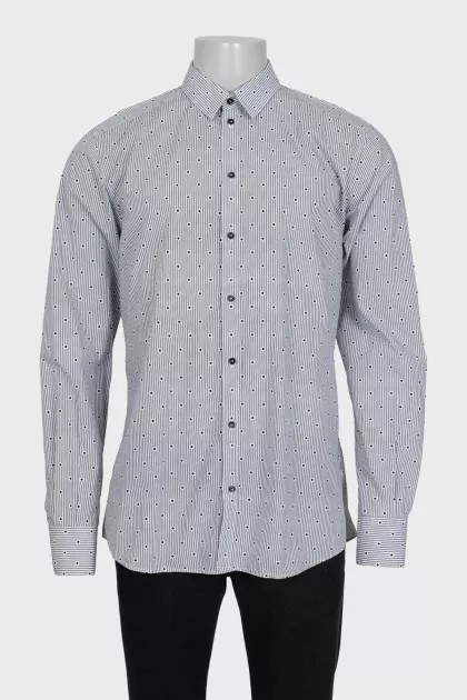 Men's black and white shirt with a small print