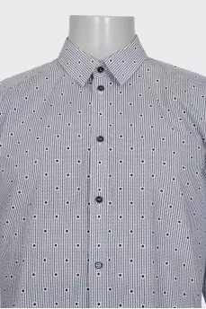 Men's black and white shirt with a small print