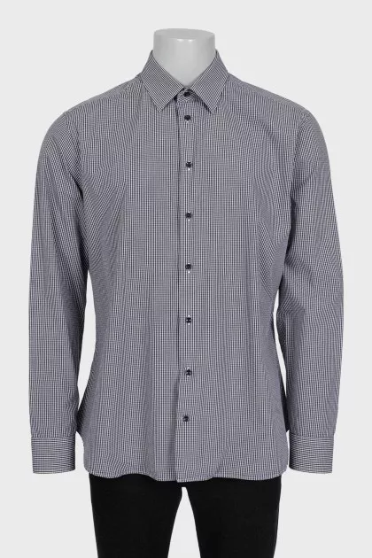 Men's black and white plaid shirt