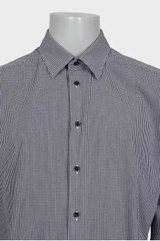 Men's black and white plaid shirt
