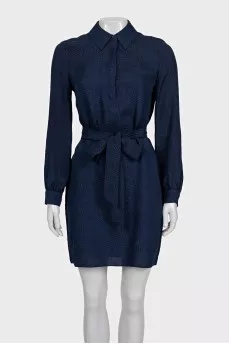 Blue shirt dress with a 3D pattern