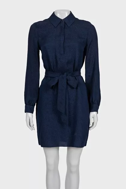 Blue shirt dress with a 3D pattern