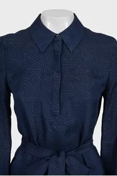 Blue shirt dress with a 3D pattern