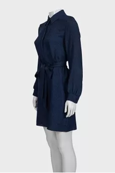 Blue shirt dress with a 3D pattern