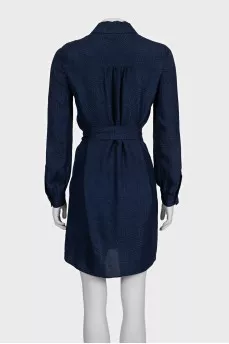 Blue shirt dress with a 3D pattern