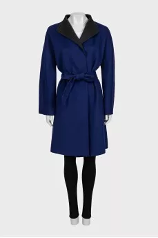 Blue wool and cashmere coat