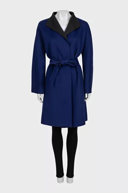 Blue wool and cashmere coat