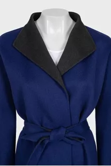 Blue wool and cashmere coat